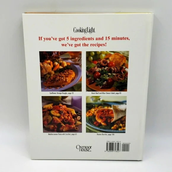 2/$10 Cooking Light 5 Ingredient 15 Minute Cookbook Hardcover Vintage Book - Picture 3 of 10